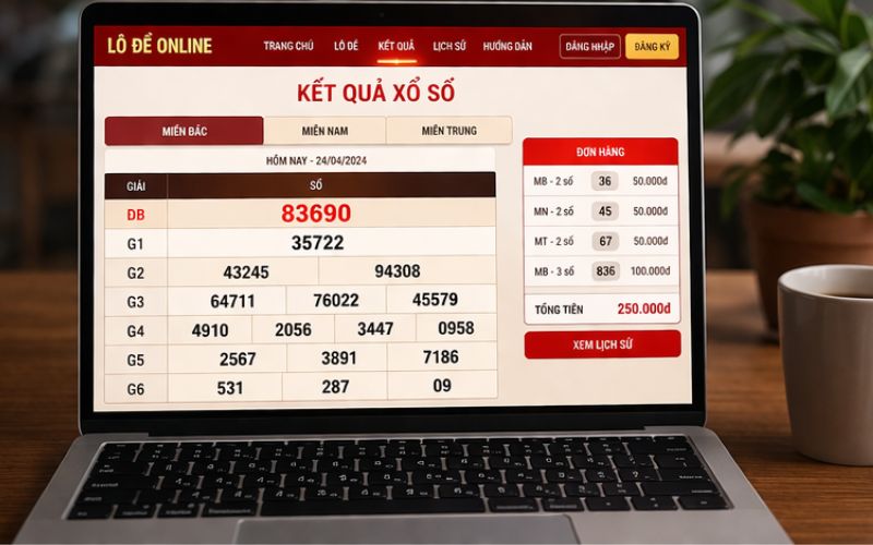 giao diện trang ghi số đề online hiển thị kết quả chi tiết