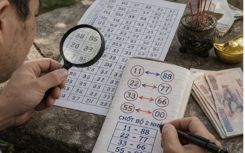 người chơi theo dõi và chọn cặp số theo phương pháp 2 nháy