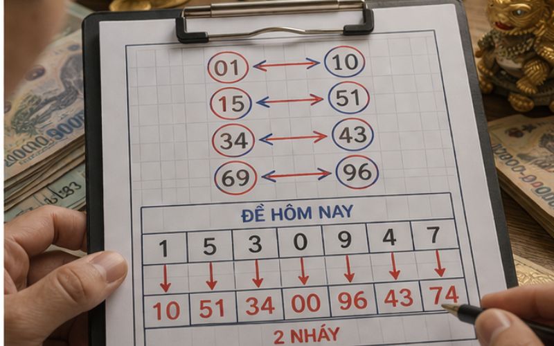 các cặp số lô đề được đánh dấu theo quy luật 2 nháy