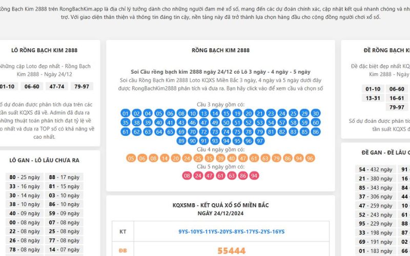 phân tích bảng số rồng bạch kim để tìm lô đẹp