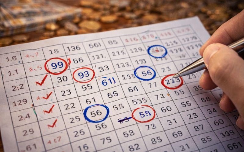 soi cầu lô đề chuẩn với bảng số được khoanh nổi bật